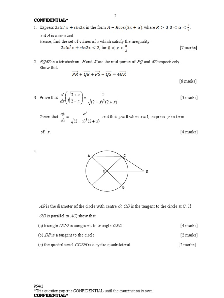Penang - C Trial STPM 2012 Mathst Paper 2 (Q&A) | PDF