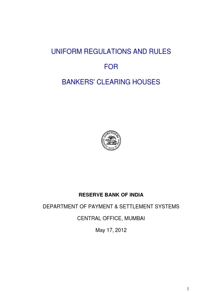 RBI Uniform Regulations for Clearing Houses | PDF | Expense | Reserve ...