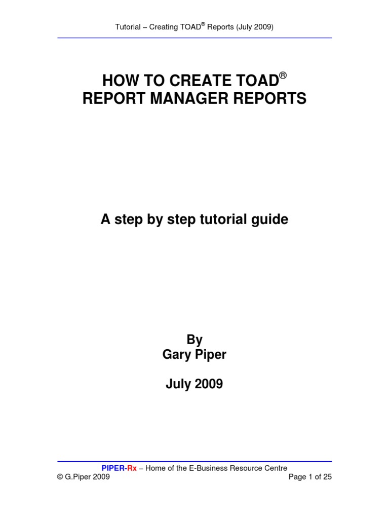 Creating Basic Toad Report Manager Templates | PDF | Sql | Implied Warranty