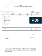 Lista Cuprinzand Consumurile Privind Transporturile