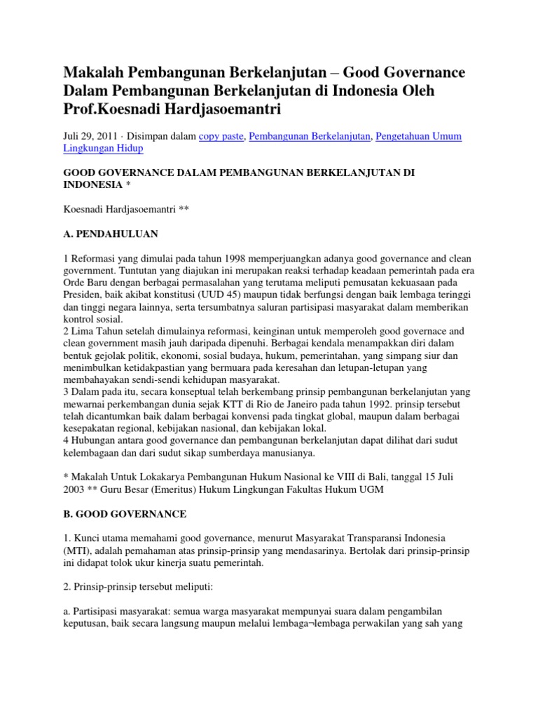 Makalah Pembangunan Berkelanjutan