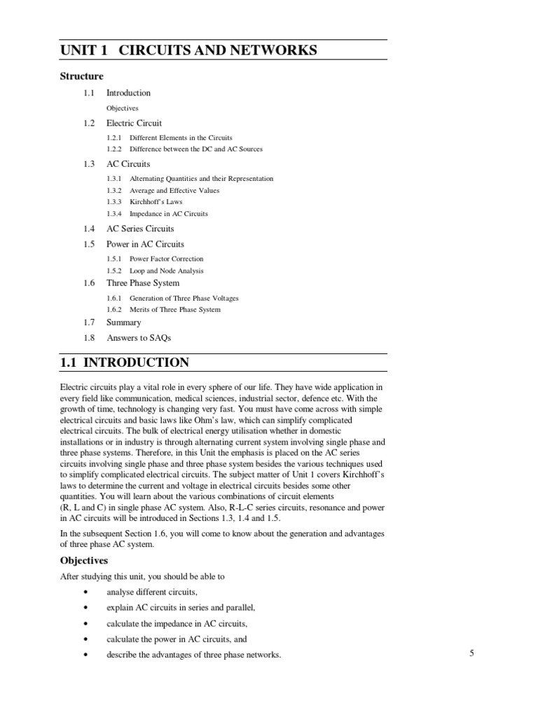 Unit 1 Circuits And Networks Structure Pdf Ac Power Capacitor
