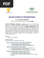 Analiza CLIMATULUI Organizational 7 - 9 Decembrie