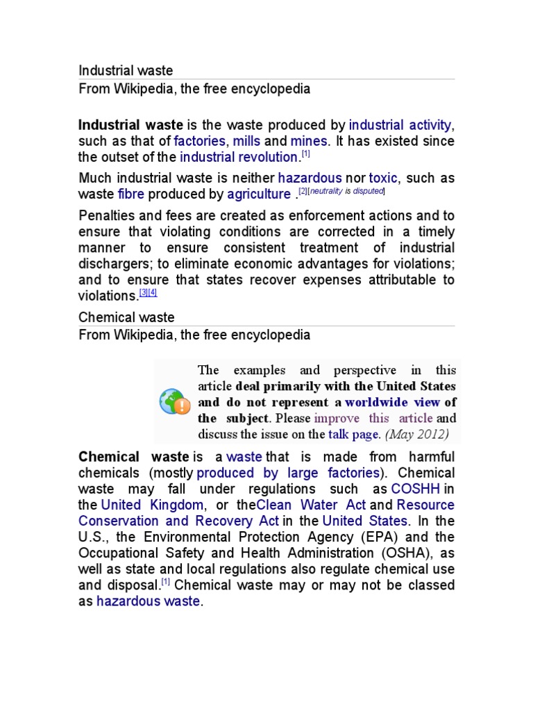 Mapping Chemical Waste Analyzing the Generation and Regulation of
