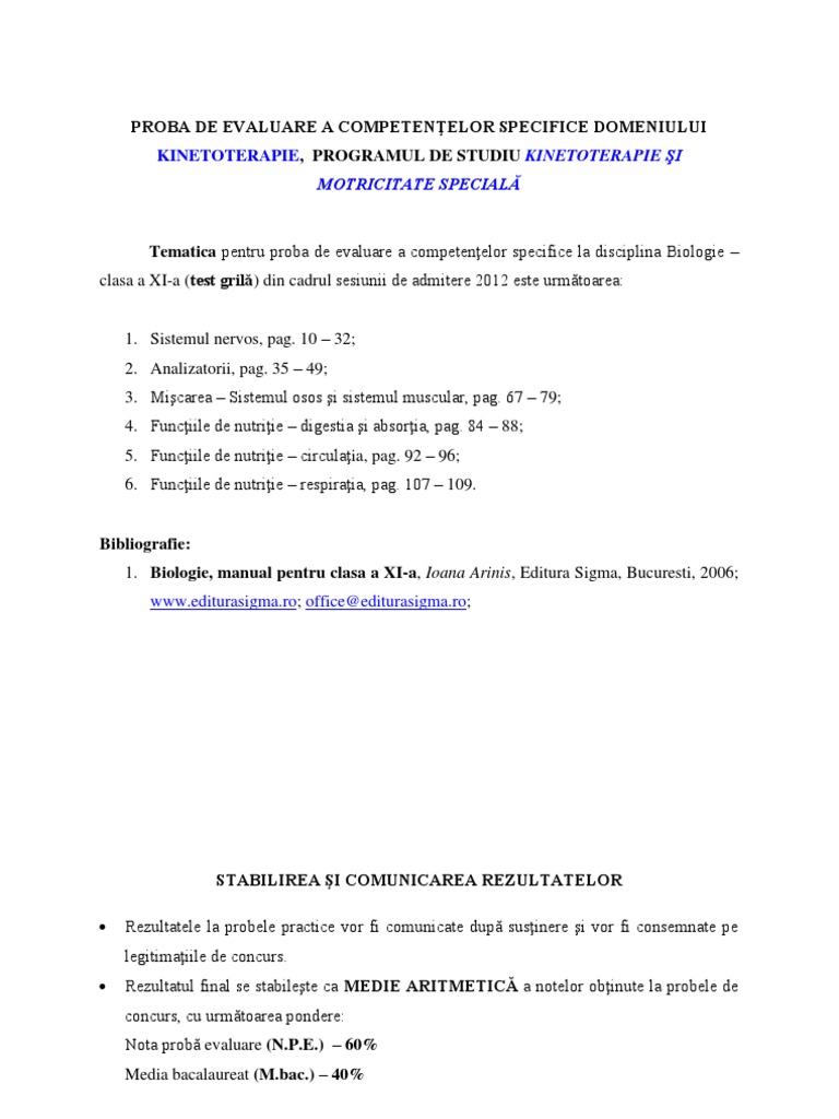 Admitere Kineto Brasov