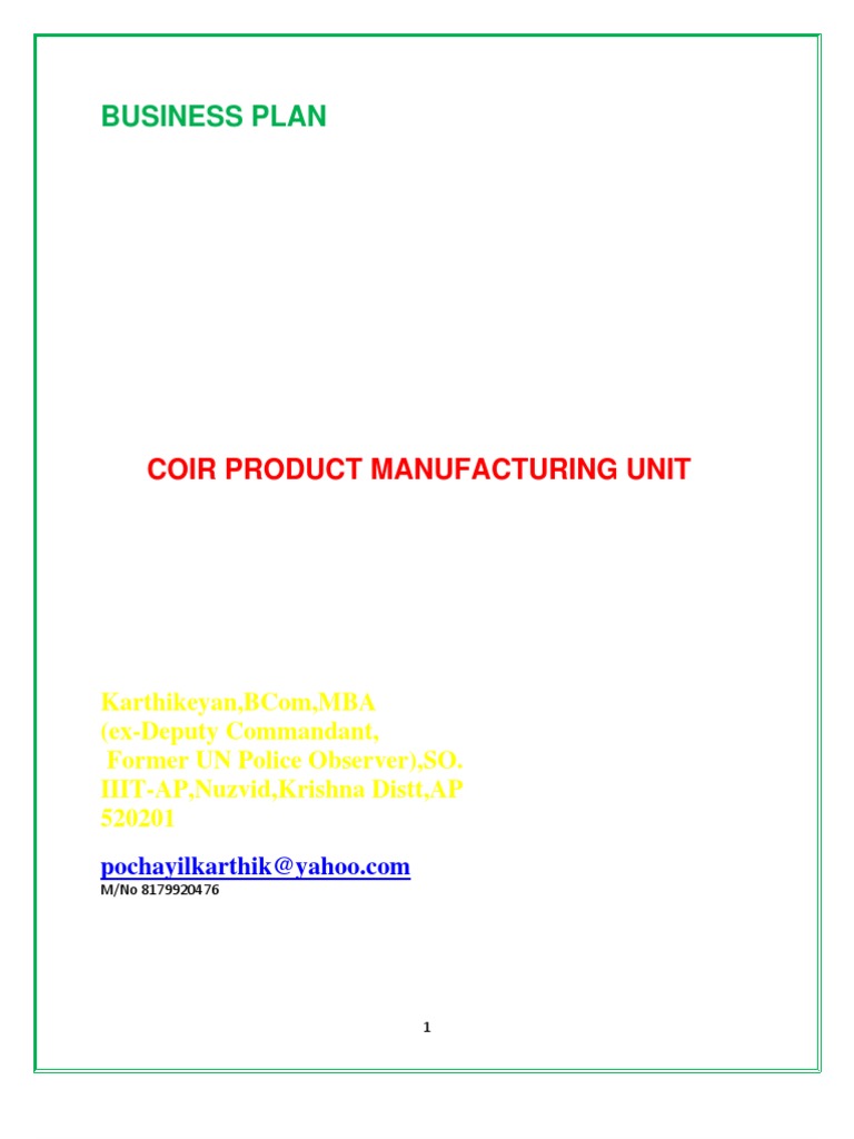 business plan for coir industry