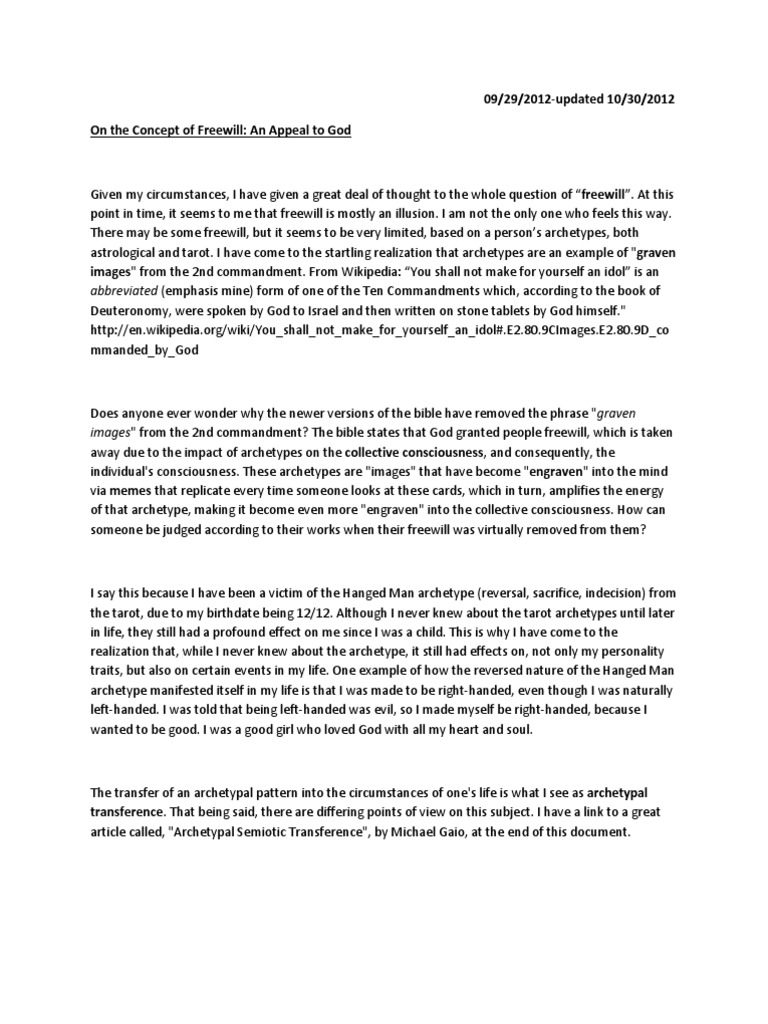An Appeal To God On The Concept of Freewill | PDF | Free Will | Ten ...