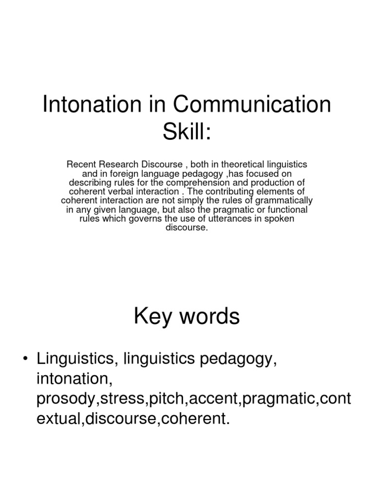Understanding Intonation in Communication | PDF | Stress (Linguistics ...