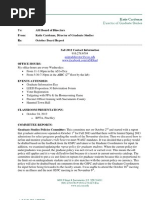 Grad Board Report Oct