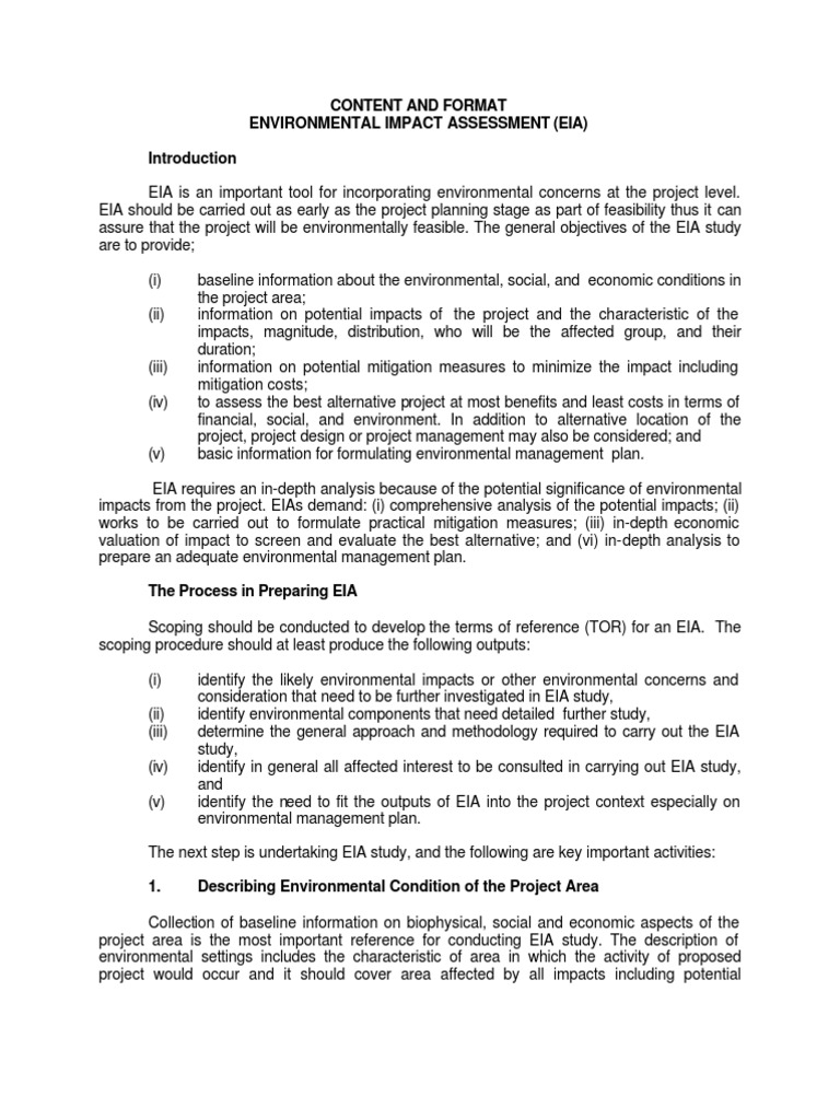 EIA Report: Process and Guidelines | PDF