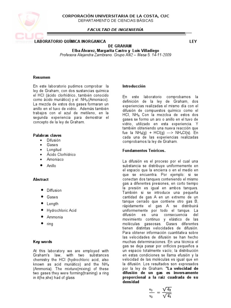 Laboratorio de Ley de Graham PDF Ciencias fisicas