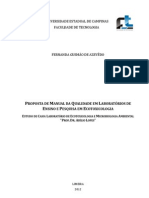 Proposta de manual da qualidade para laboratórios de ensino e pesquisa em ecotoxicologia