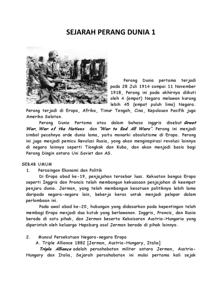 Sejarah Perang Dunia 1