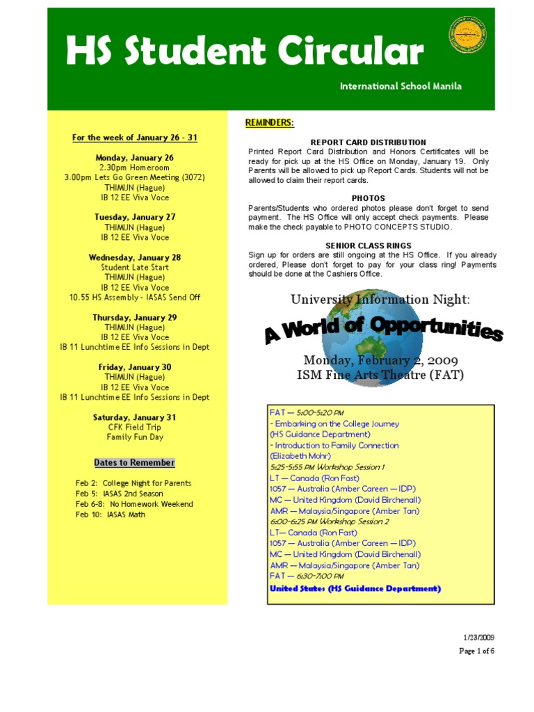 Student Circular Jan23 | PDF