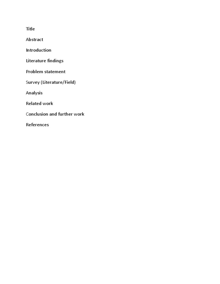 Title Literature Findings Problem Statement Survey (Literature/Field ...