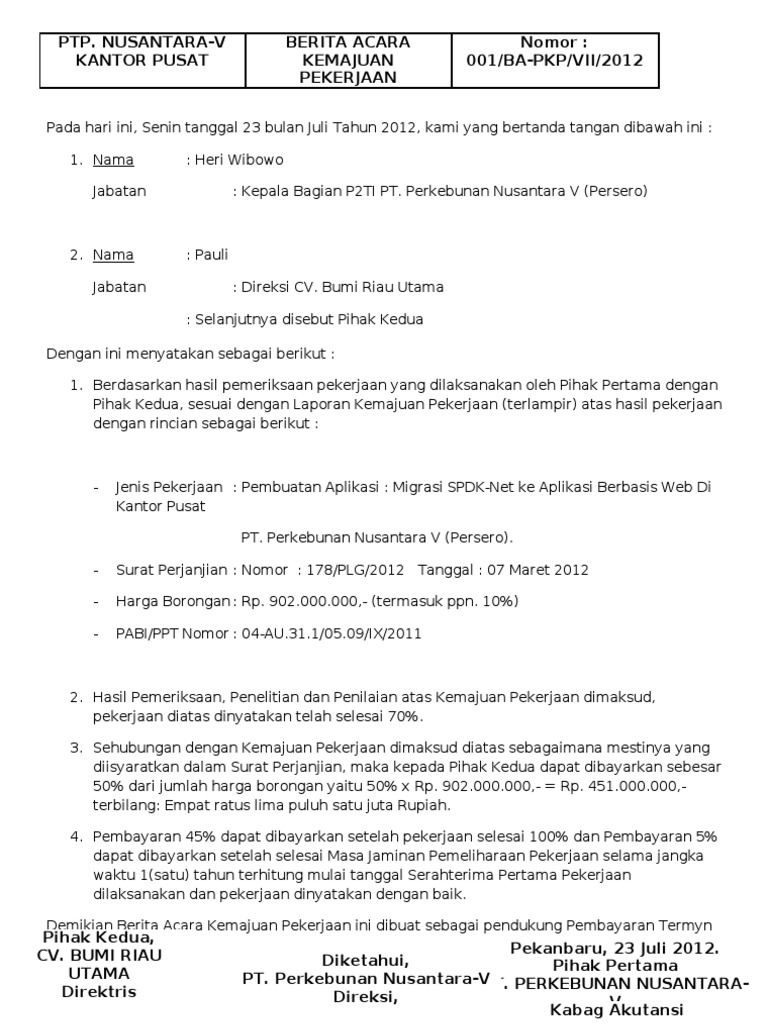 Contoh Surat Berita Acara It 021 567 876 fax.