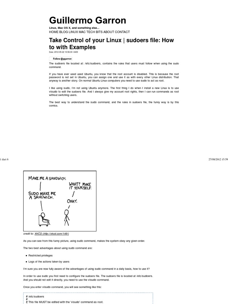 Configuring the Sudoers File in Linux | PDF | Sudo | Superuser