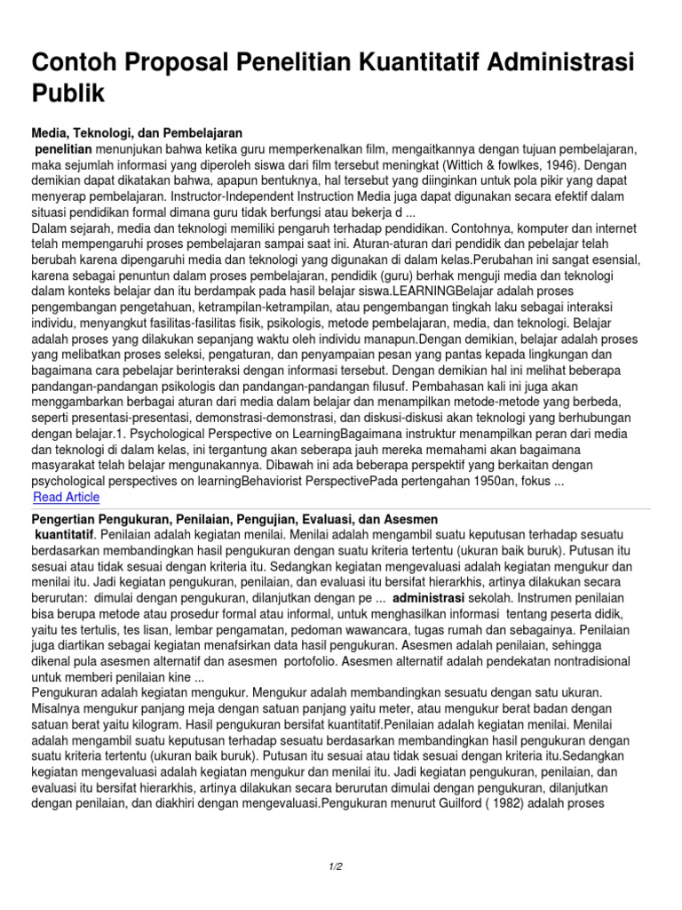 Contoh Proposal Penelitian Kuantitatif Administrasi Publik Pdf