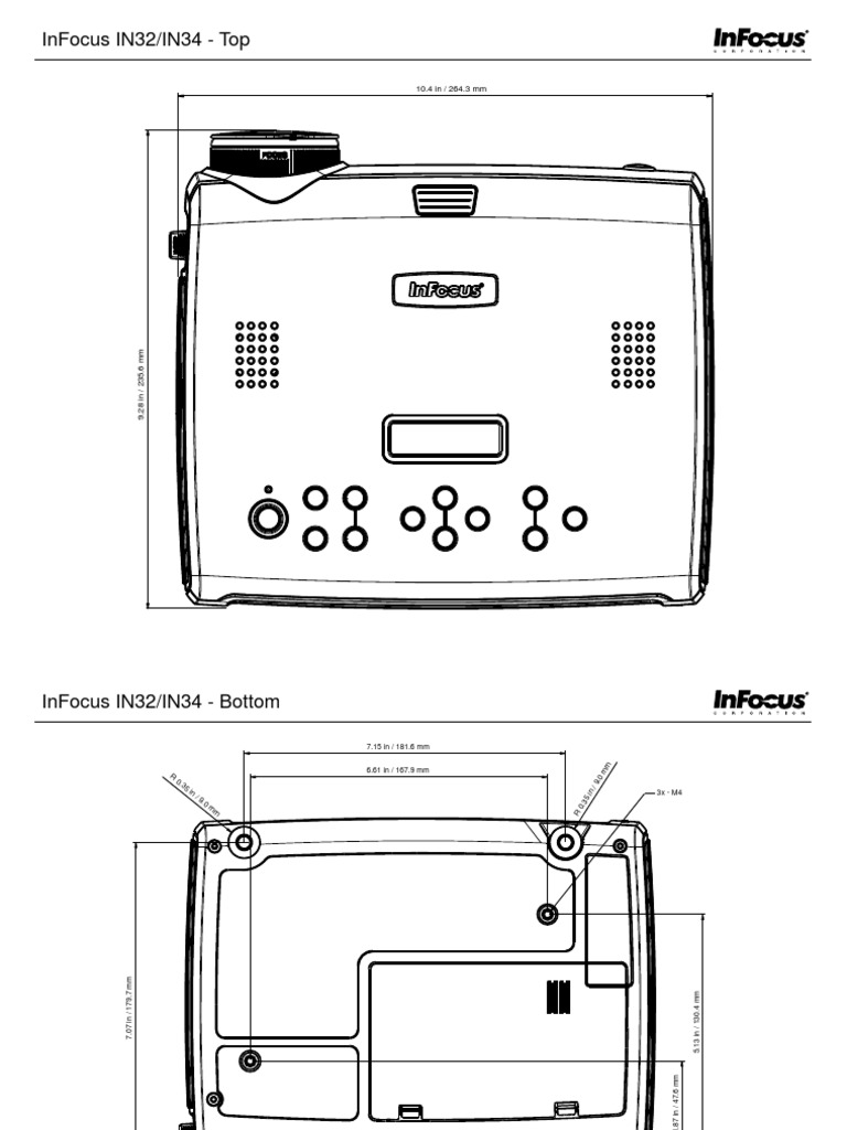InFocus IN32/IN34 Dimensions Guide | PDF | Technology & Engineering