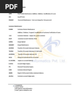 Finacle Menu Options