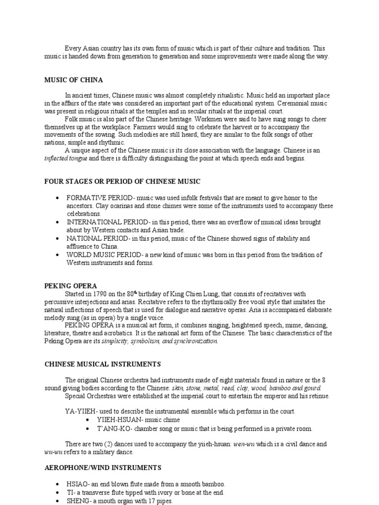 Overview of Chinese Music Traditions | PDF | Musical Instruments | Opera
