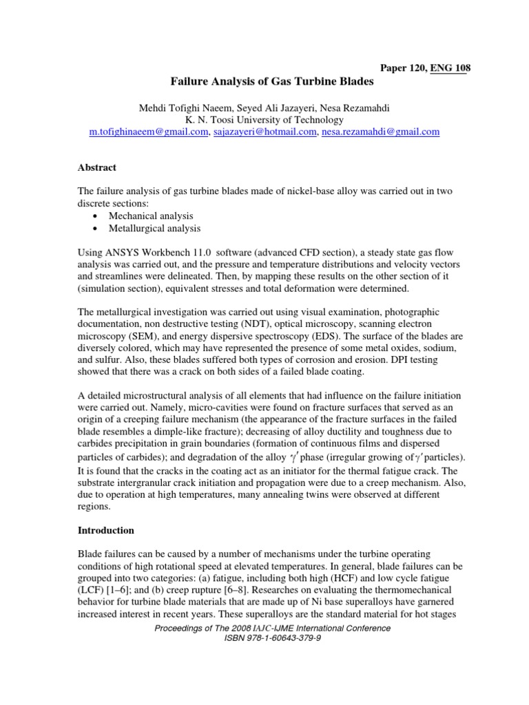 Gas Turbine Blade Failure Analysis | PDF | Fracture | Physical Sciences