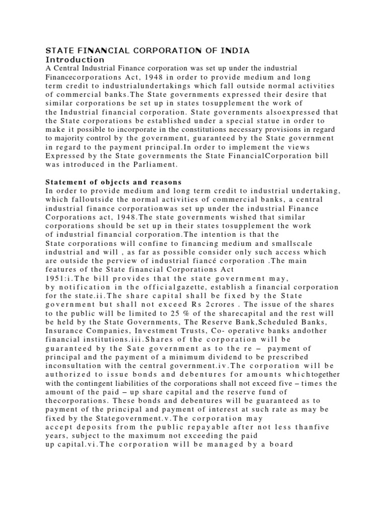 Functions of State Financial Corporations | PDF | Banks | Bonds (Finance)
