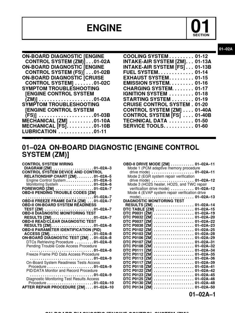 Mazda 323, Ford Laser 2002 Service Manual 01 Engine | Vehicle Technology |  Manufactured Goods