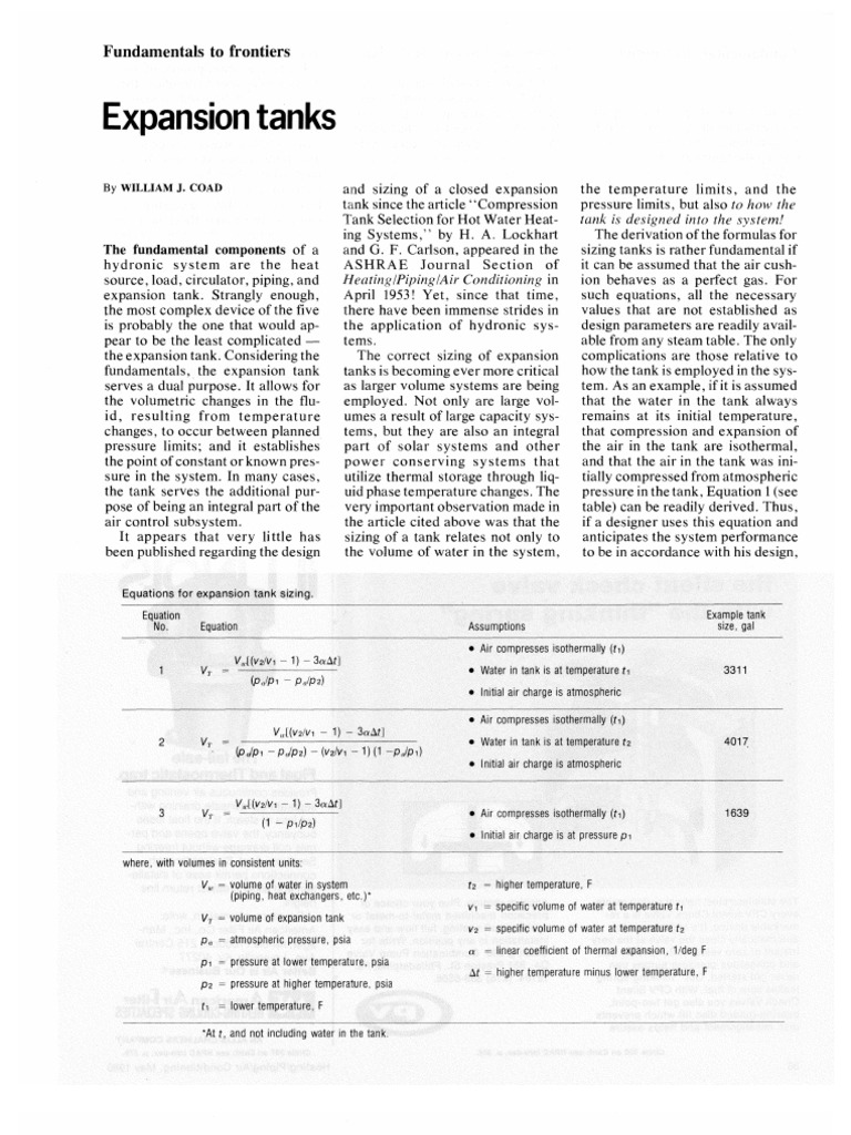 Expansion Tank Sizing Pressure Atmosphere Of Earth