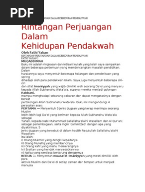 Rintangan Perjuangan Dalam Kehidupan Pendakwah Pdf