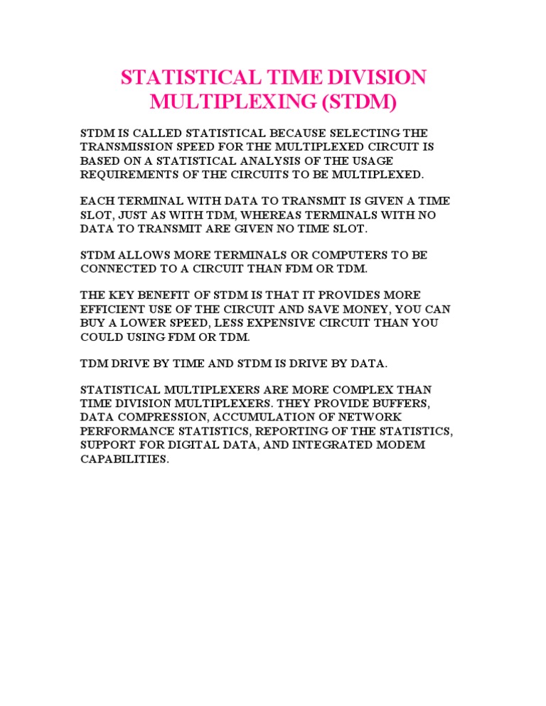 Statistical Time Division Multiplexing | PDF