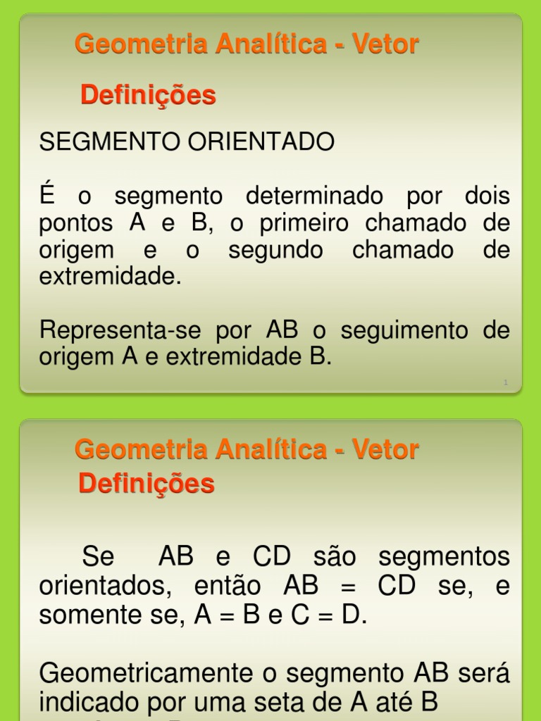 Segmentos Orientados e Vetores na Geometria | PDF | Geometria Analítica ...