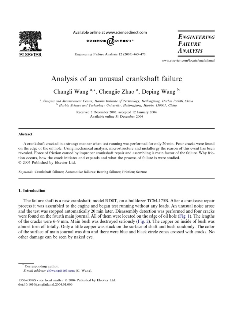 Analysis of An Unusual Crankshaft Failure PDF PDF Fracture