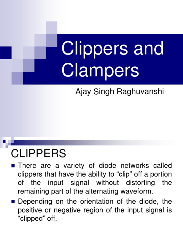 Clippers and Clampers PDF Electrical Circuits Power Engineering