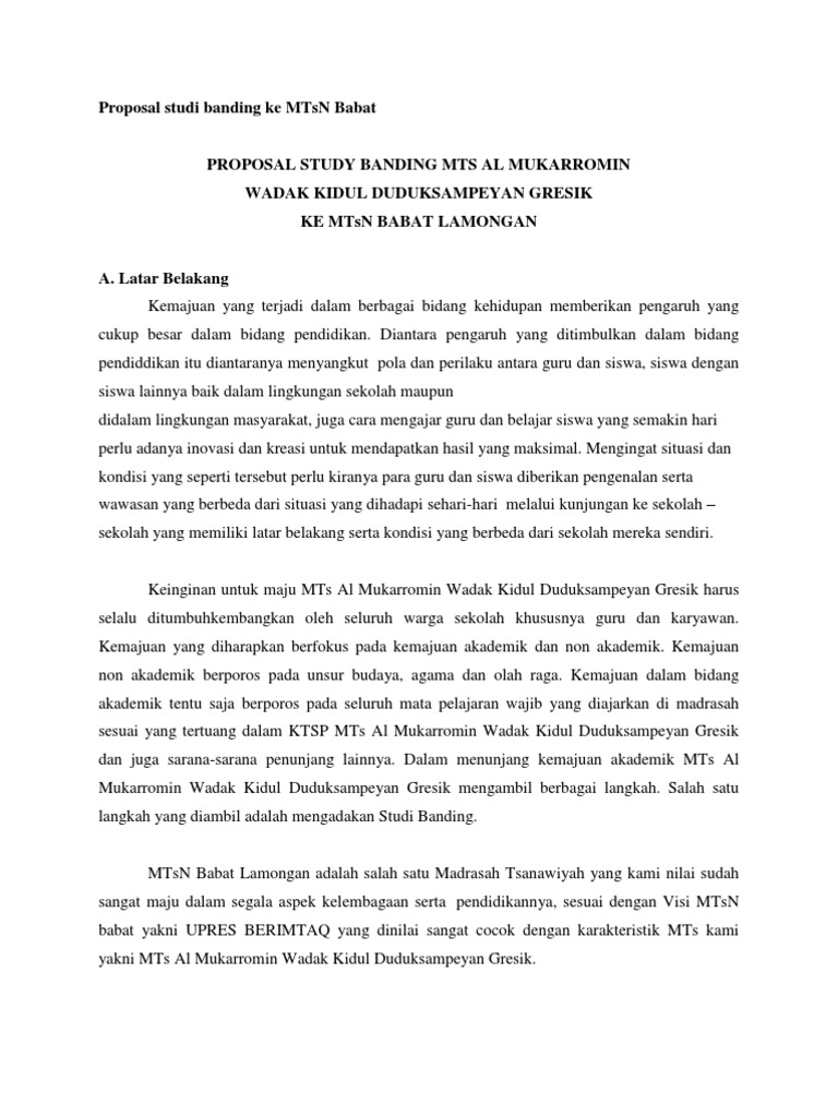 Proposal Studi Banding Ke Mtsn Babat