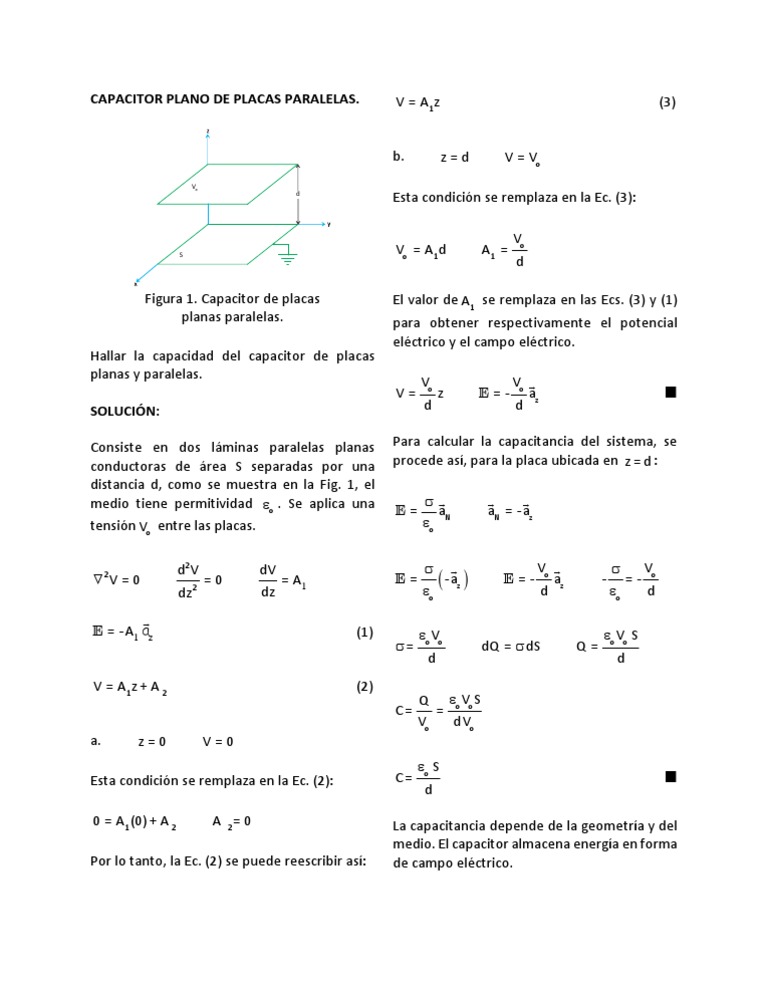 Capacitor de Placas Planas y Paralelas. HCV y JGLQ