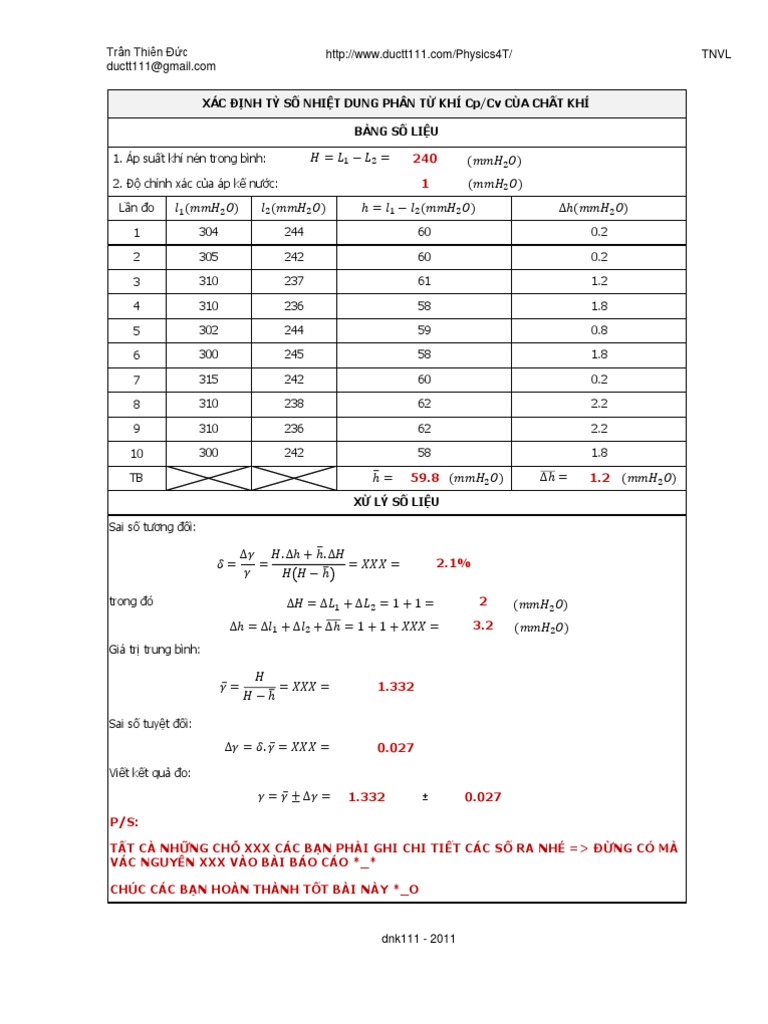 5. Nghiên cứu mới về tỷ số nhiệt dung của các loại chất khí