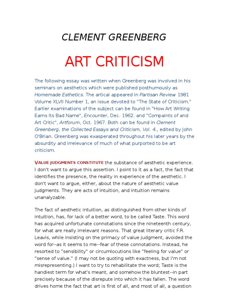 Greenberg essay image