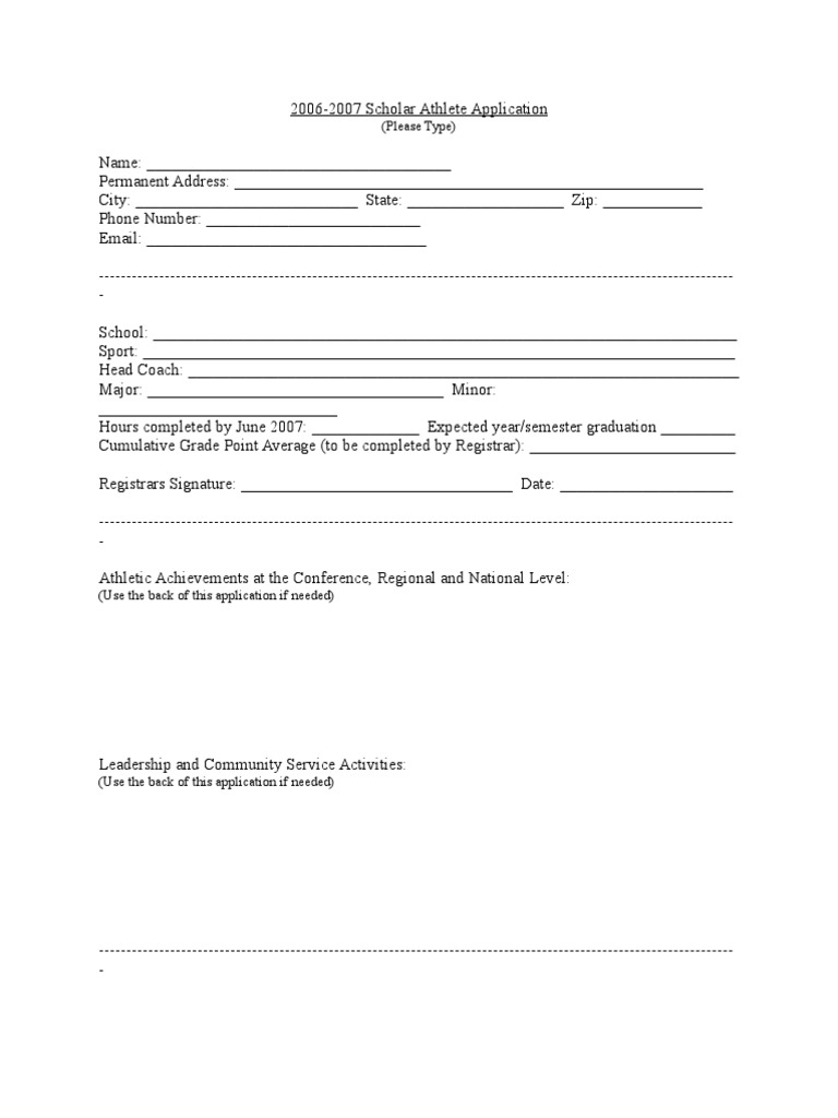 Scholar Athlete Application | PDF | Public Sphere