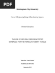 C. Kalavrytinos - The Use of Natural Fibre Reinforced Polymers for the BCU Formula Student Vehicle