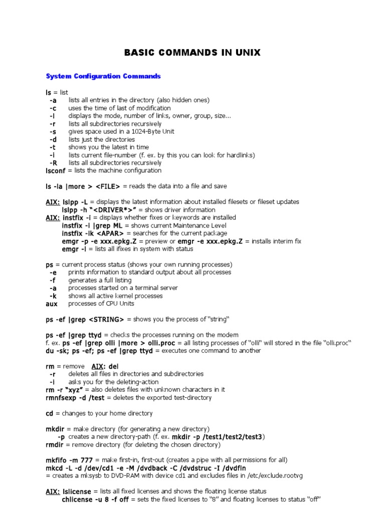 Basic Comands in UNIX | PDF | File System | Computer File