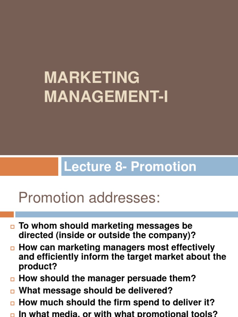 Promotion Strategies in Marketing Management | PDF
