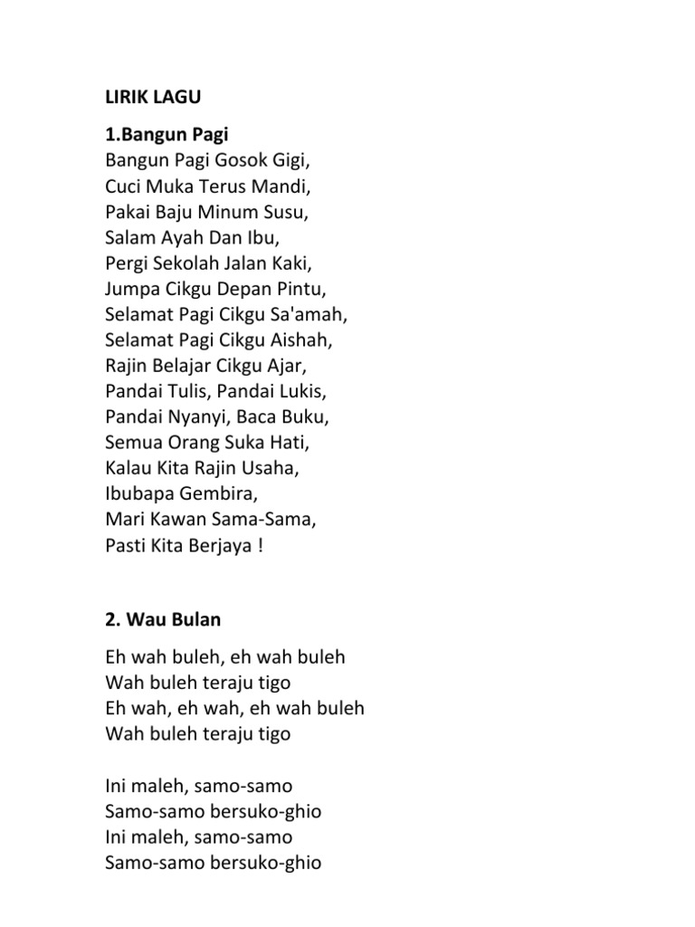 Lirik Lagu Wau Bulan Pdf