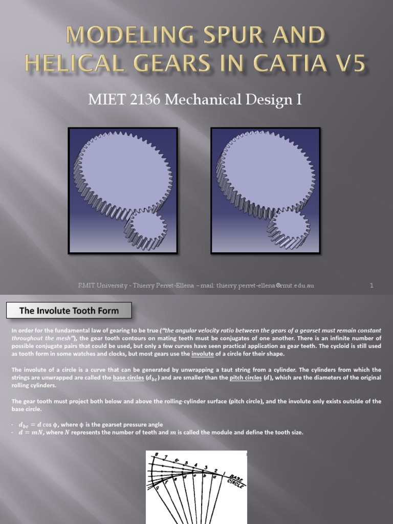 Modeling Spur and Helical Gears in CATIA PDF Gear Geometry