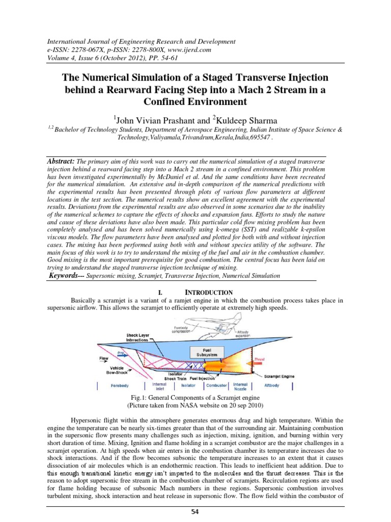 Numerical Simulation of Transverse Injection in Supersonic Flow | PDF