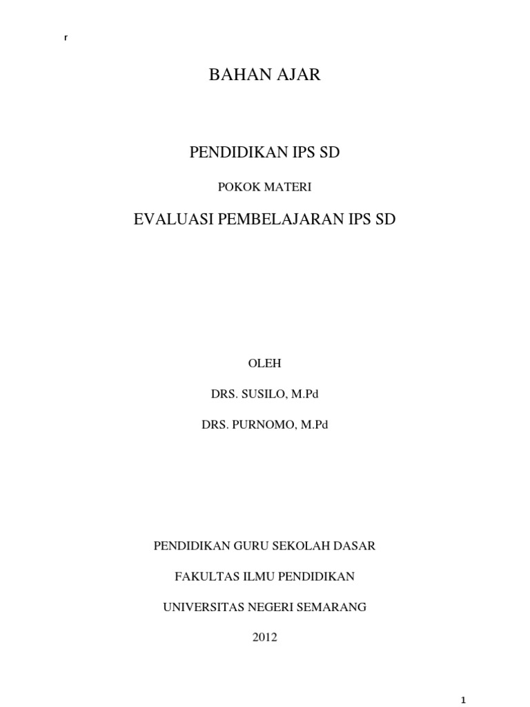 Bahan Ajar Ips Sd Evaluasi