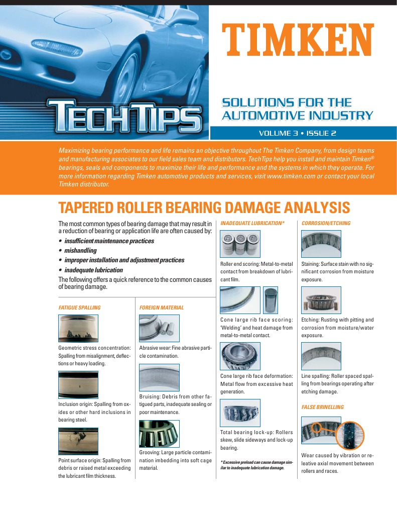 TIMKENTapered Roller Bearing Damage Analysis Download Free PDF