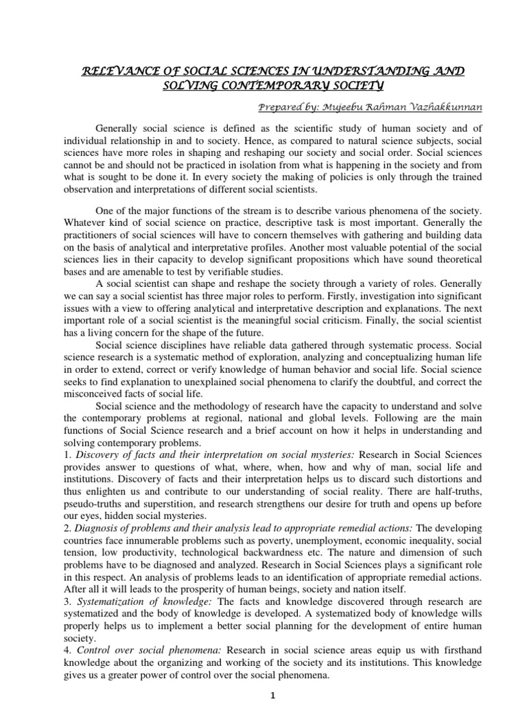 Relevance of Social Sciences | PDF | Social Science | Science