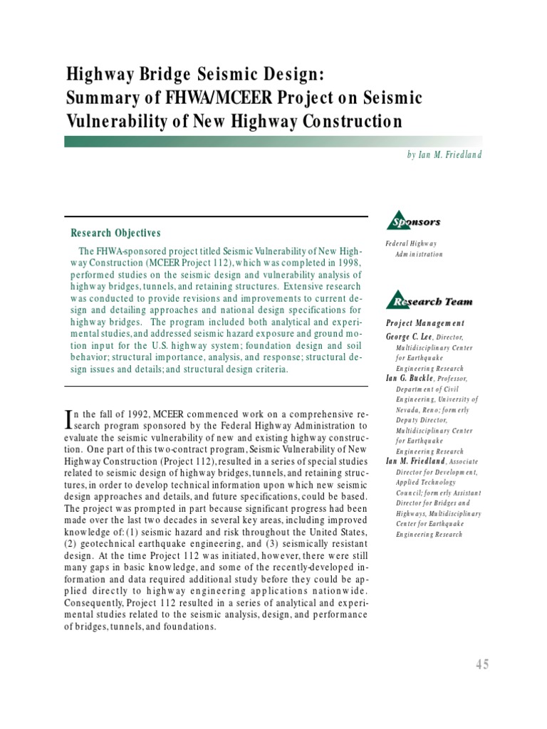 Seismic Design for Highway Structures | PDF | Earthquake Engineering ...