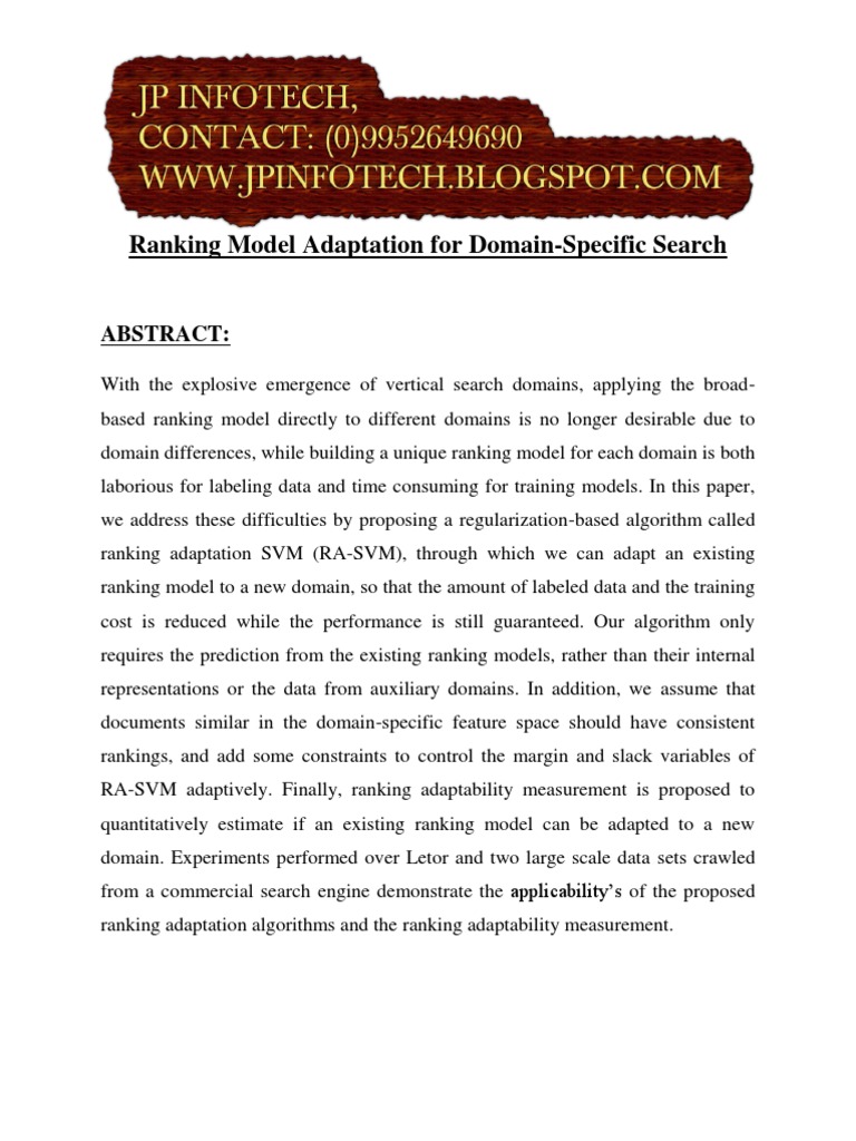 Ranking Model Adaptation For Domain-Specific Search | PDF | Support ...